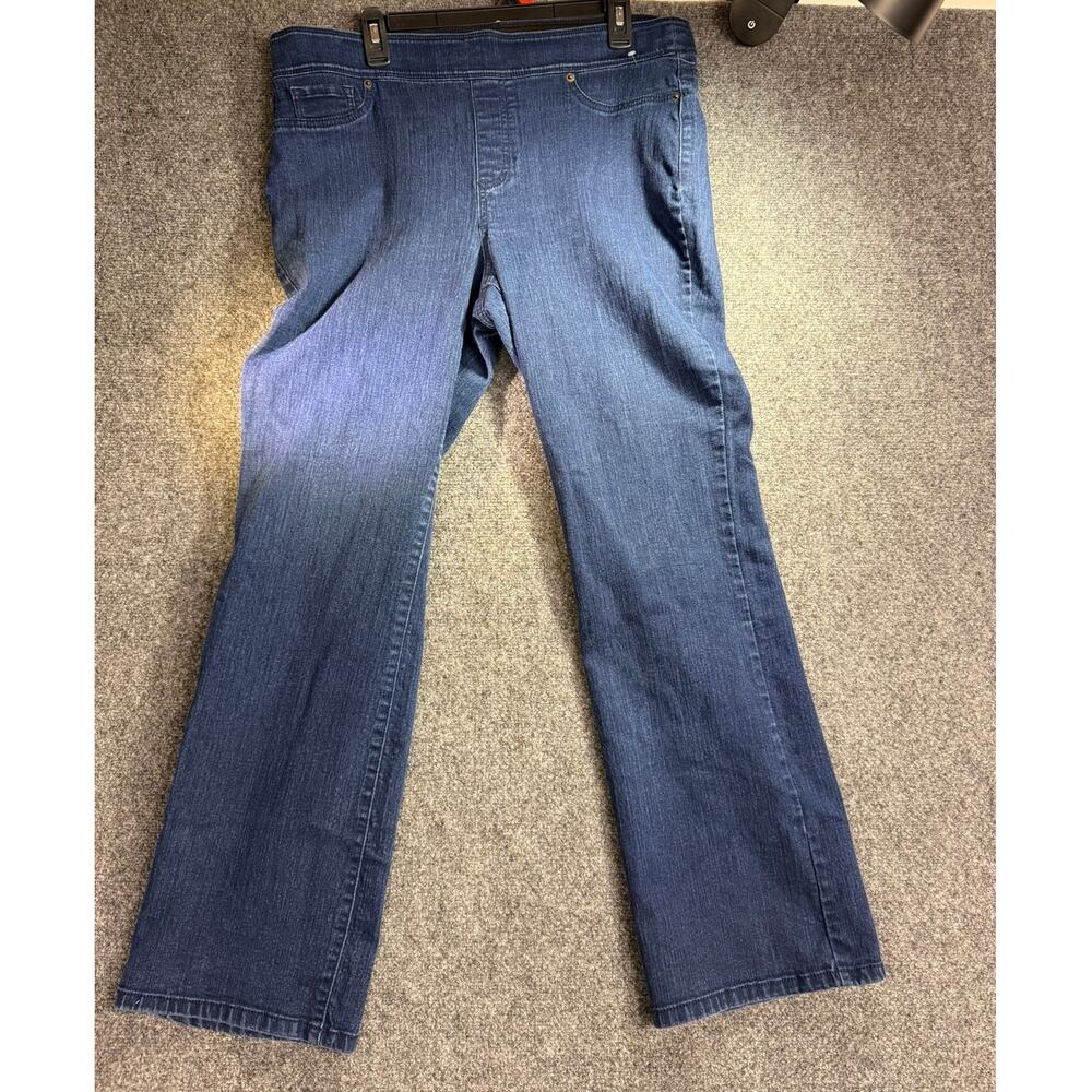 Denim & Co. Women's Dark Wash Pull-On Comfort Stretch Straight Leg Jeans Size 16